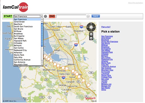 IamCaltrain Launches on new Yahoo Maps API | by factoryjoe