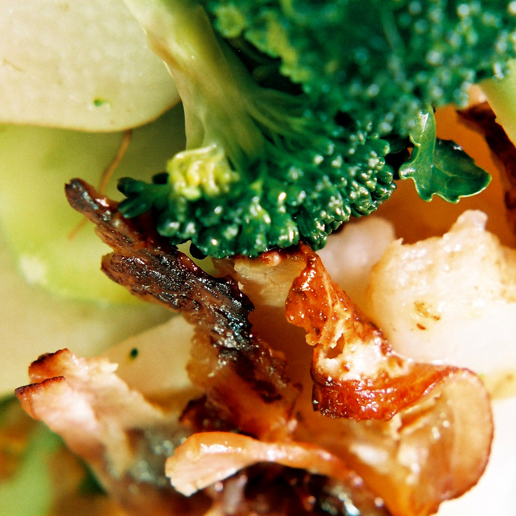 saute of yam, broccoli and bacon