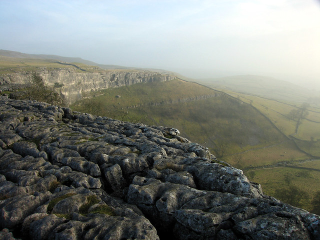 A misty day taken from above  Malham Cove..