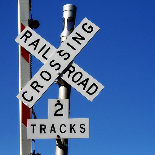 Railroad Crossing 2 Tracks Sign by mightyquinninwky