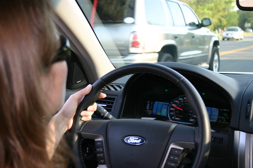 Donna Childress during her eco-driving lesson | by Ogilvy PR