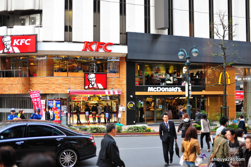 Taking a look across the road at KFC and McDonalds.