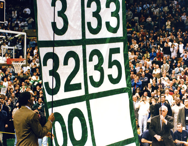 Boston Celtics Retired Number Ceremony, New England Flag and Banner