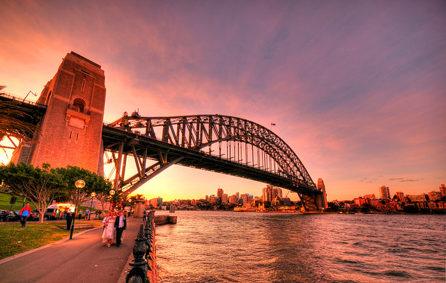 Sydney Harbour Bridge pink sunset