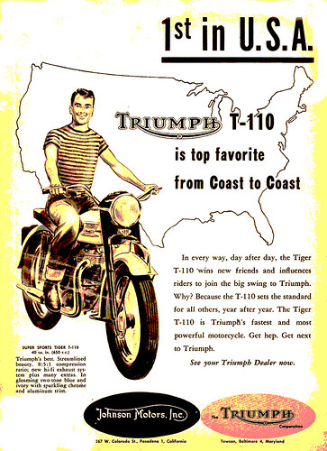 1957 Triumph T110 USA Ad | Get Hep. | bullittmcqueen | Flickr