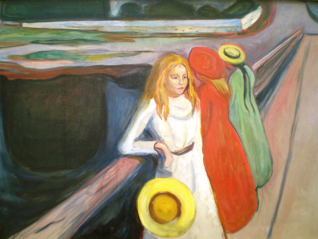 Edvard Munch 'Mädchen auf der Brücke' (Girls on the Bridge), ca. 1900, Kunsthalle (Museum of Art), Hamburg, Germany