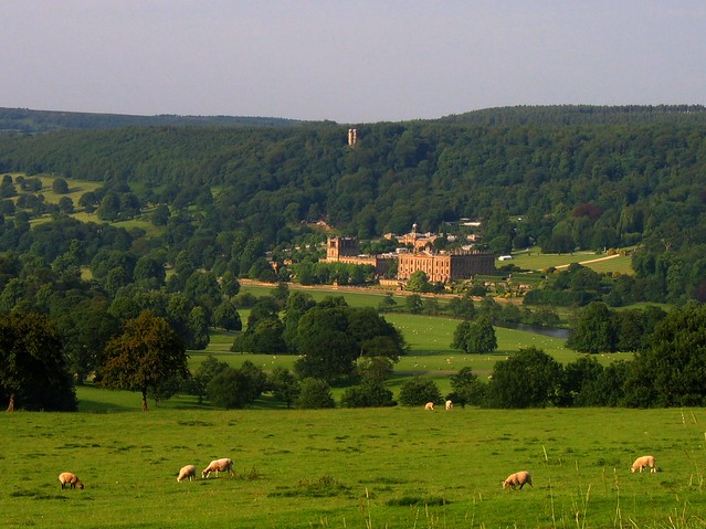 Chatsworth as seen from above the Village of Edensor