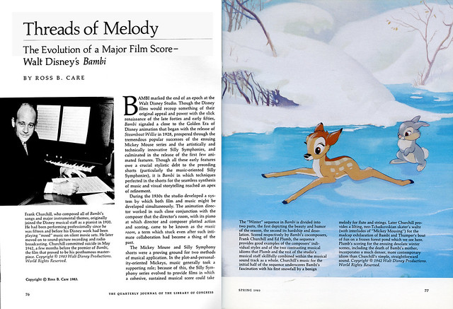 The beautiful BAMBI score. Composer Frank Churchill on the left.