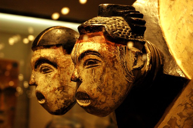 Mask of a twins or a couple, De Young Museum, San Francisco, California, USA