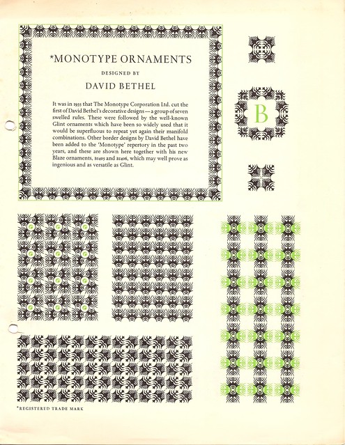 Monotype Ornaments 1 by David Bethel, 1950s