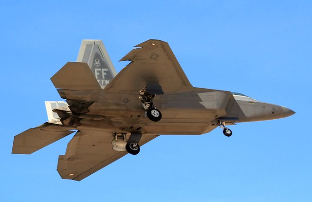 1ST FW F-22A RECOVERS TO NELLIS AFB DURING RED FLAG