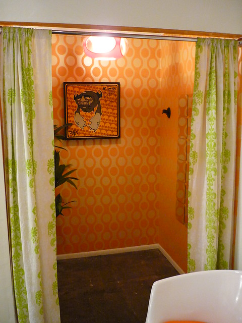 Orange dressing room at Bold Hype