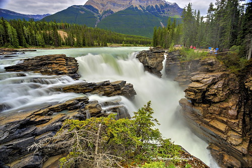 river alberta canada picturesque scenic canon digital magestic eos hdr photomatix tonemapping 1740l jasper mountains view beauty mtkerkeslin canadianrockies athabascafalls athabascariver nationalpark icefieldsparkway northamerica mountkerkeslin canon6d jasperab canadianwaterfalls flow waterfalls geotagged albertacanada