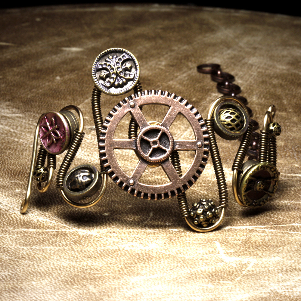 steampunk Jewelry made by CatherinetteRings Gear Bracelet with Vintage ...