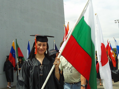 Student Holds the Flag of Bulgaria
