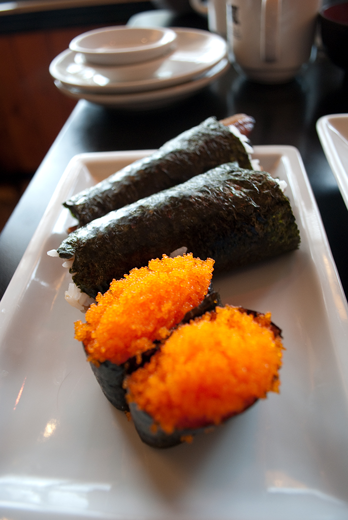 Cod Roe Hand Roll Smelt roe and eel hand roll | I love the smelt roe, R's not … | Flickr