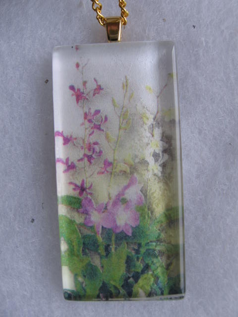 Floral Glass Tile Pendant