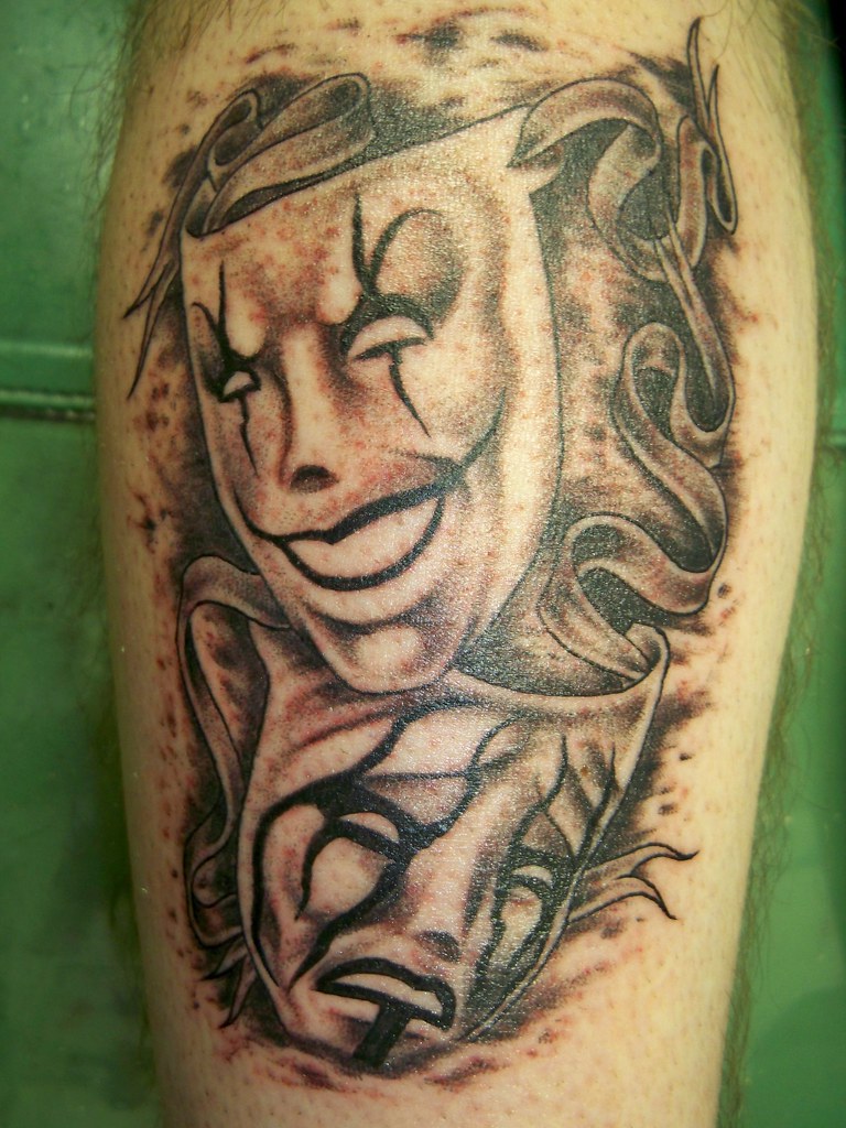 tattoo, happy, sad, mask, sting, masks, crow, harlequin, mattg, tattoou2.