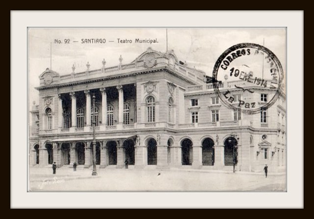 1913 el Teatro Municipal de Santiago, postal de FOTO LEON