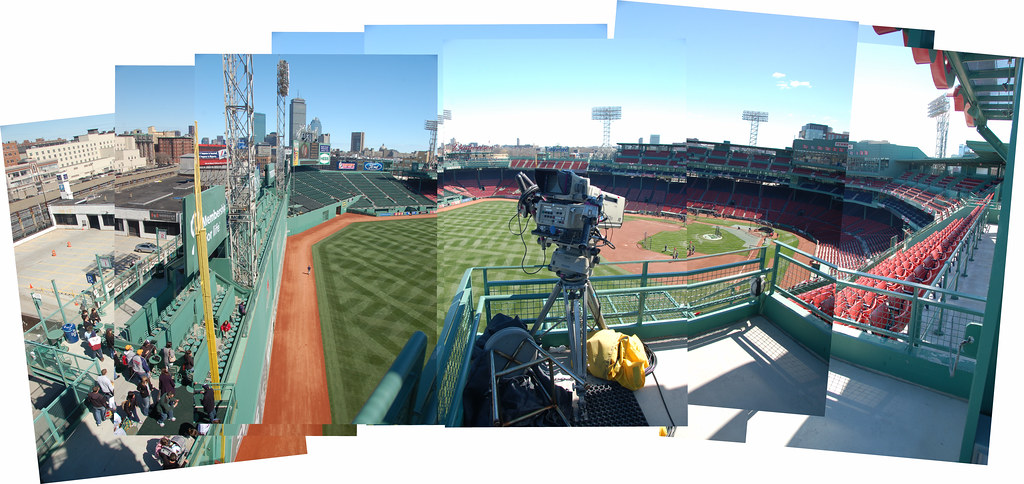 Fenway Park panorama: Left outfield TV camera perch above …