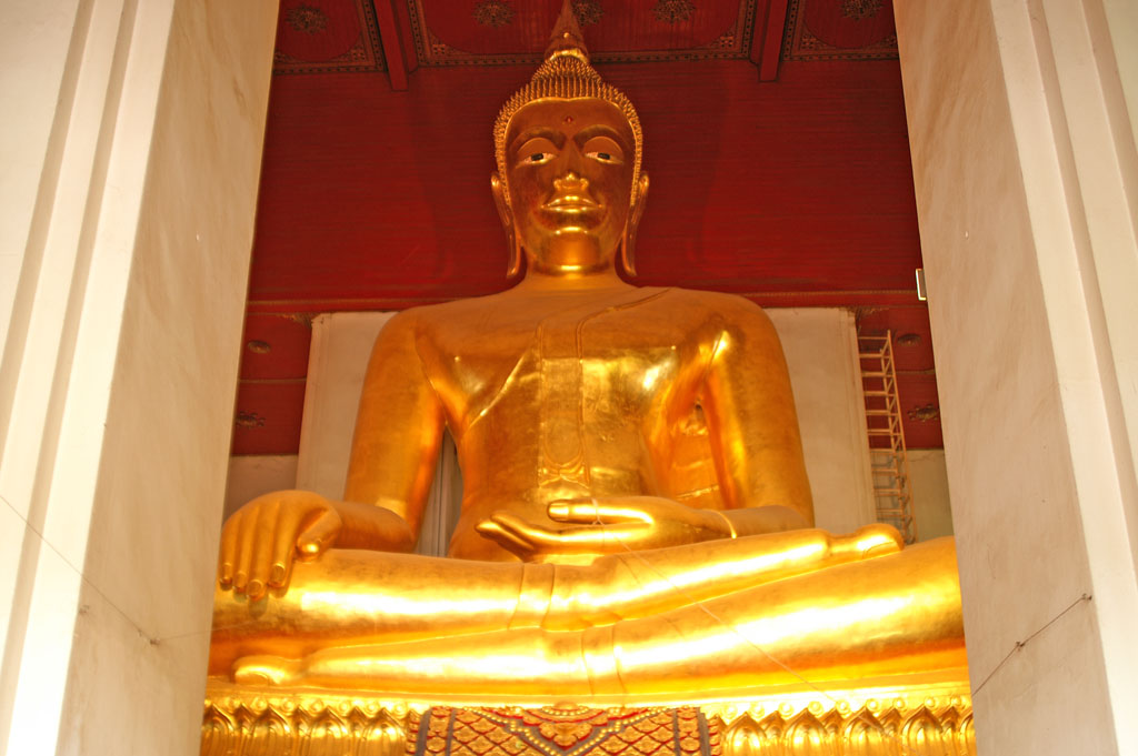 Buddha image at Wat Mongkol Bophit in Ayutthaya, Thailand