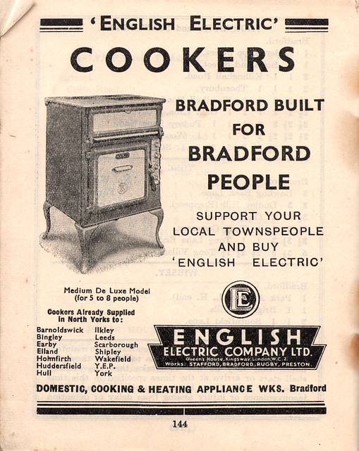 English Electric cookers - Bradford built for Bradford people, advert 1935