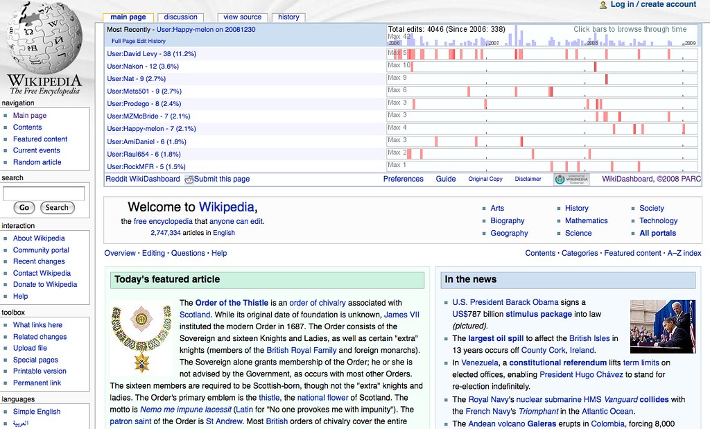 Wikipedia Editing Visualizer Making Wikipedia edits transparent | wikidashboard.parc.com | Flickr
