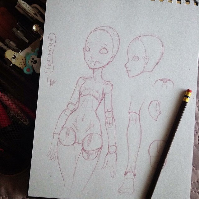 Guess what I'm doing?~ 😚 #sketching #doodling #drawing #doll #bjd #momoni