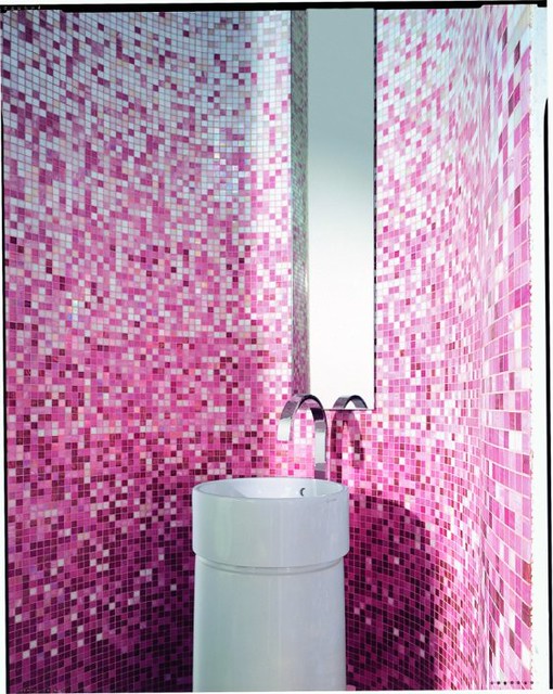 Pink Mosaic Tile Bathroom Design