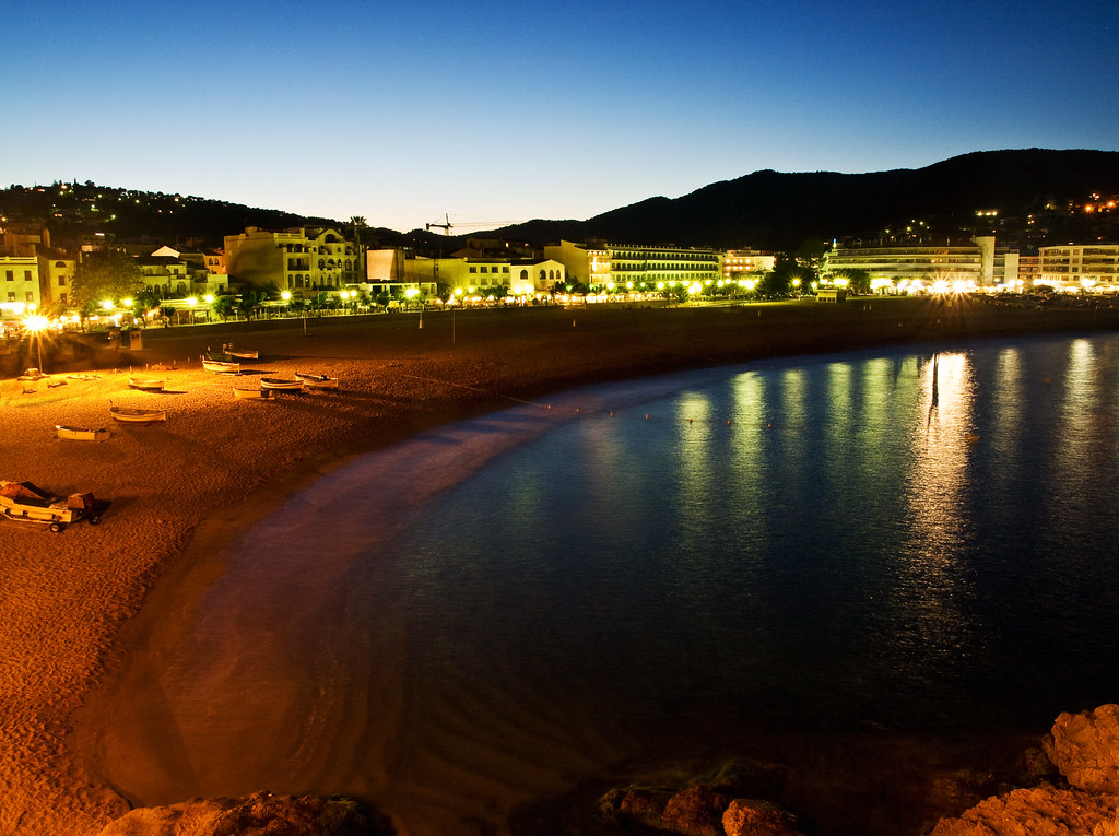 Tossa Beach at Night - Spain by neilalderney123