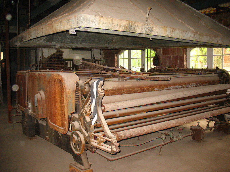 Abandoned Ellis Island: giant laundry press