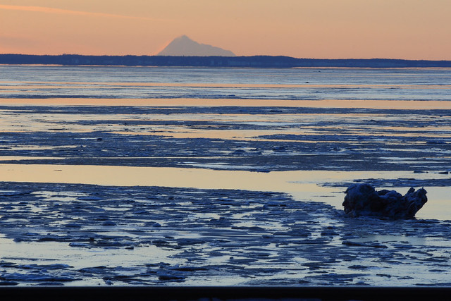 Mt. Redoubt across a icy Cook Inlet