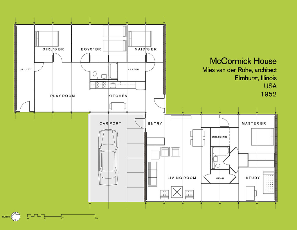 Mccormick House Floor Plan As Constructed In 1952 For The Flickr