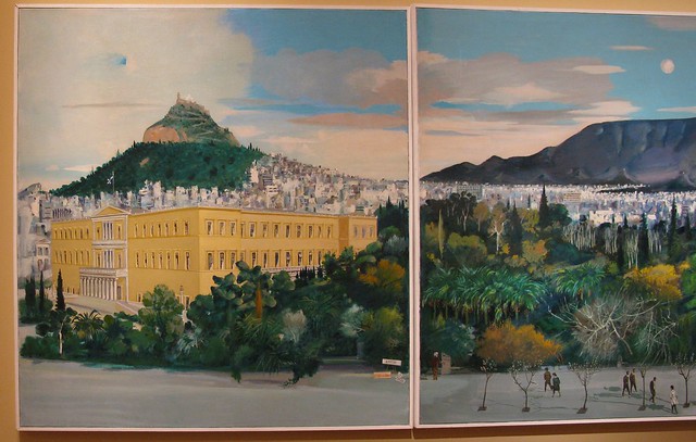 Detail from: "View of the Zappeion National Garden (triptych)" (1978) - Spyros Vasileiou