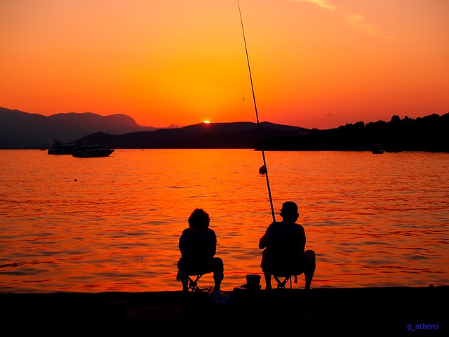 Fishing in the sunset (Greece Poros island)