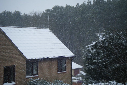 Snow Falling On Rooftops Snow falling on rooftop in Chells Manor, Stevenage | Flickr