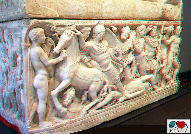 Roman Burial Relief in Anachrome 3D format.
