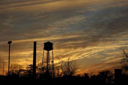 sunset shadow tower beautiful clouds nikon downtown d70 watertower outline tobaccofactory greenvillenc p3652009