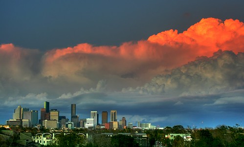 city roof sunset urban usa skyline architecture clouds buildings bravo downtown cityscape texas skyscrapers houston hdr texasthunderstorms