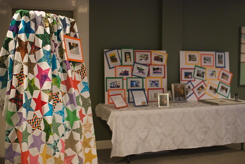 'Star stories,' plus many of the photos in the set explaining how the quilt came to be, were all exhibited at Lexie & Steve's wedding reception.