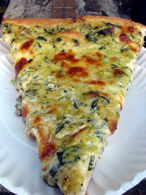 HUGE spinach artichoke pizza - new york city