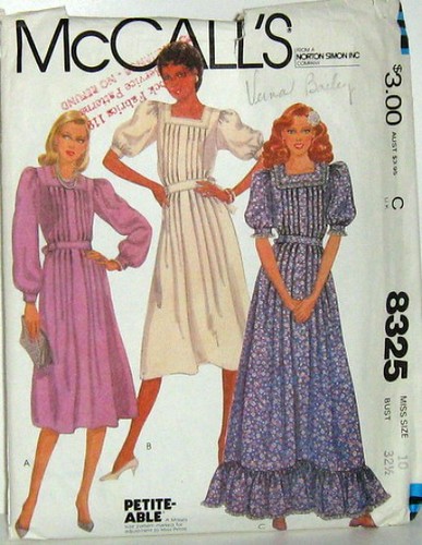 McCalls Pattern 8325 BOHO Front Pleated Dress with Various Sleeve Options and Lengths Size 10 Bust 32.5 Waist 25 Hip 34.5