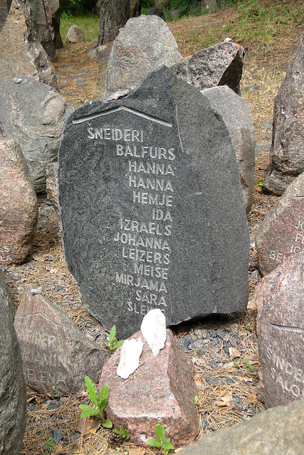 Stone Marker for Murdered Family (Sneideri) - Rumbula Forest Holocaust Site - Riga - Latvia