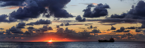 ocean sea tenerife ship sunrise clouds outdoor sky panorama