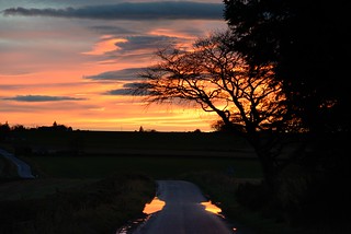 068-20161114_Udny-Aberdeenshire-view SWwards into sunset from minor cross roads at Woodside Coullie (SW of Udny Green)