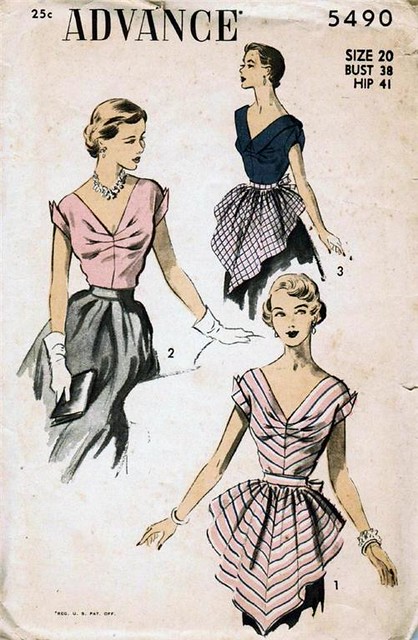 Vintage sewing pattern: 1950s hostess blouse and apron