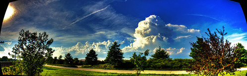 blue trees sunset sky panorama cloud sun canon fluffy trail hdr hugin t1i