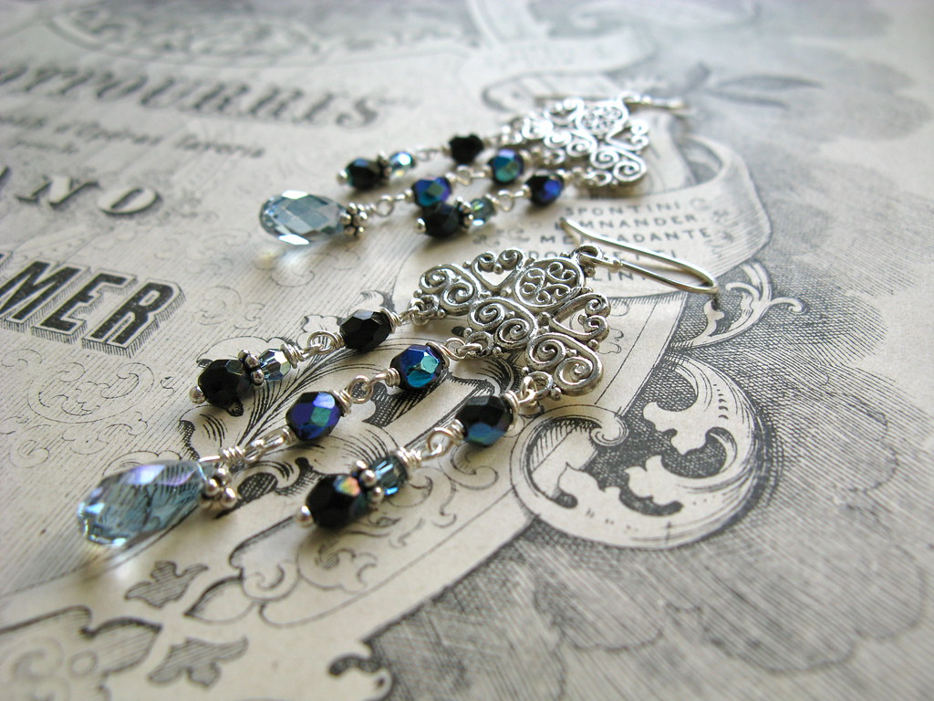 Mata Hari earrings in storm blue | Silver, swarovski crystal… | Flickr