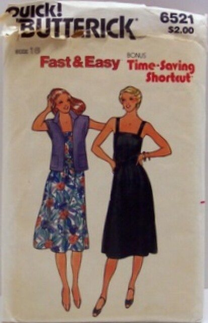 Butterick Pattern 6521 Early 80s Sundress with Jacket and Belt Size 16 Bust 38, Waist 30, Hip 40