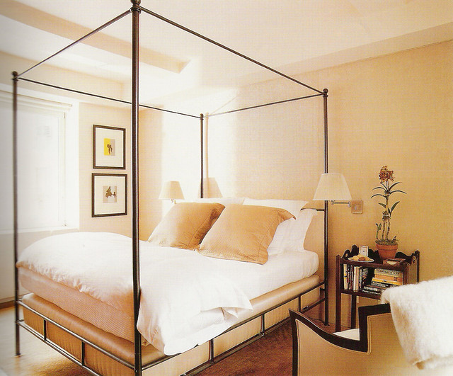 Serene neutrals + four-poster: Bedroom by Mariette Himes Gomez